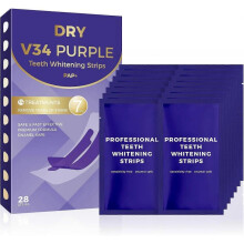 Purple Teeth Whitening Strips, Color Correcting and Pap Double Formula Whitening Teeth, Peroxide Free, Enamel Safe, for Sensitive Friendly Teeth White