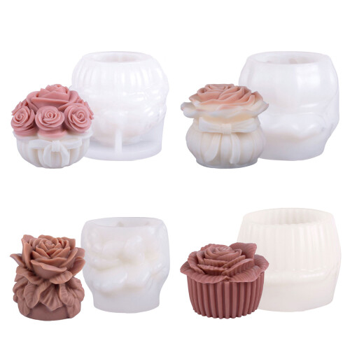 3D Flower Candle Molds Rose Casting Molds Silicone Mould-A 1