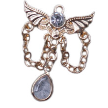 Sturdy Metal Wing Pendant With Rhinestones Detail Craft-F