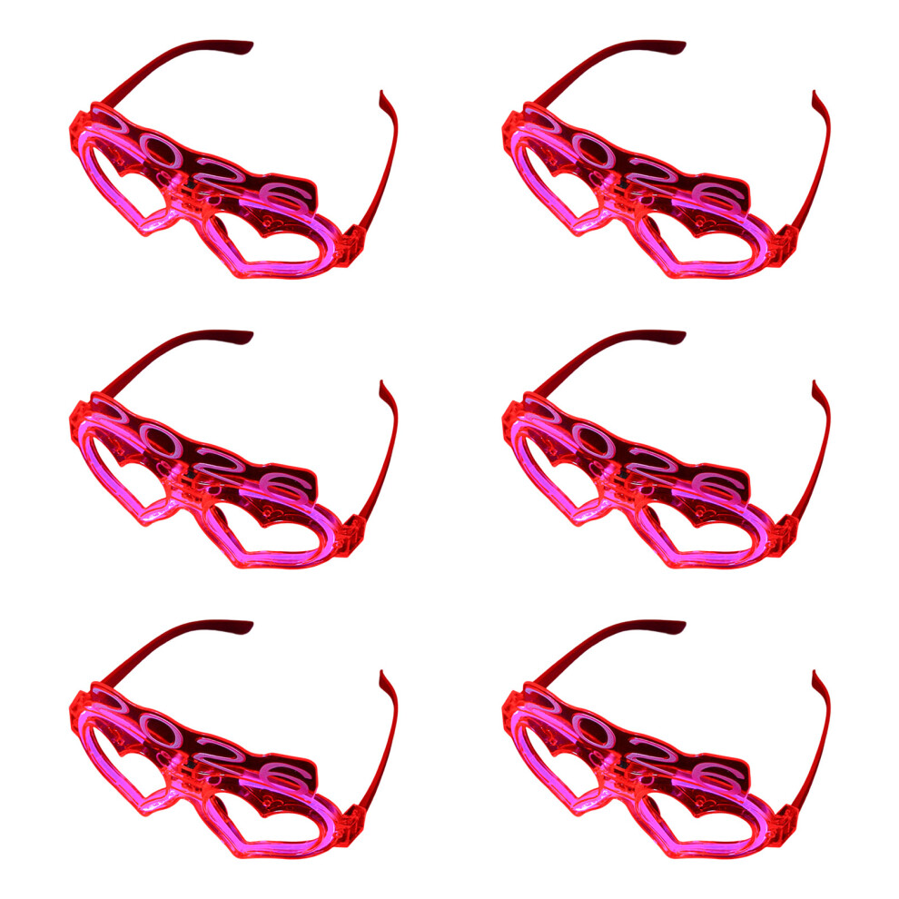 Pack Of 6 Glowing Glasses LED Heart Design For Bar Concert-Pink
