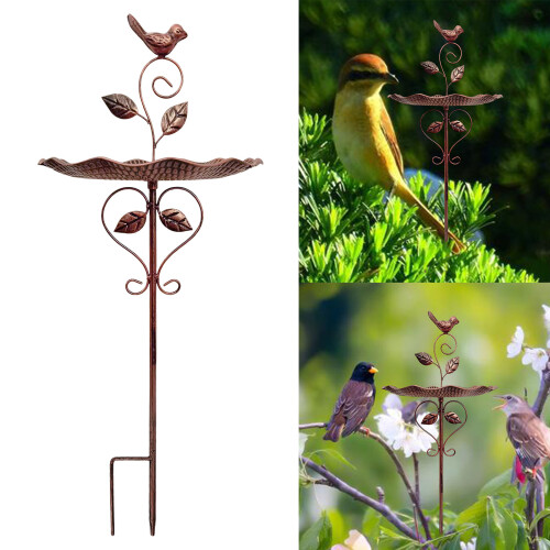 Gartendekoration aus Metall mit Vogelfutterschale und 1