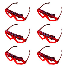 6x Plastic Heart Light Up Eyewear Safe Glowing Accessories-Red