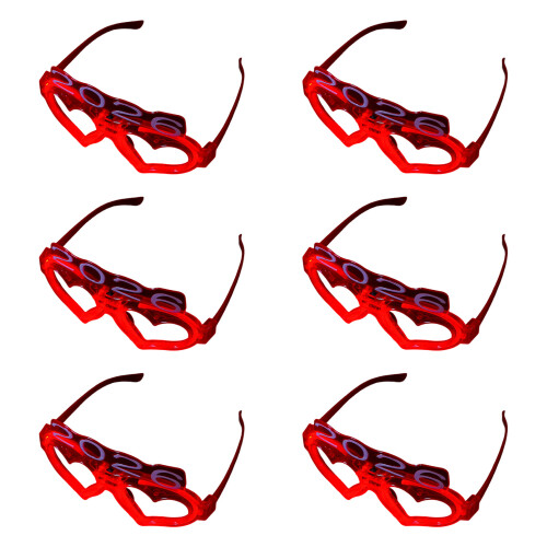 6x Plastic Heart Light Up Eyewear Safe Glowing Accessories-Red