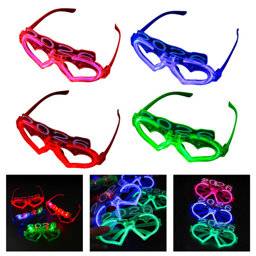 6x Plastic Heart Light Up Eyewear Safe Glowing Accessories-Red 1