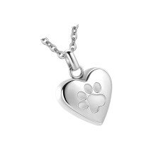 Pet Cremation Ashes Container Necklace Engravable Claw-Silver