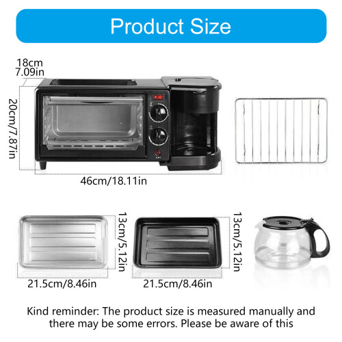Efficient 3 Function Breakfast Set Coffee Pot Nonstick Frying 2
