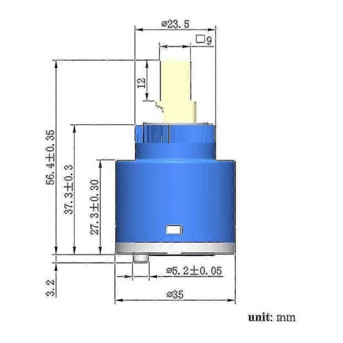 Sedal 35mm Ceramic Tap Cartridge for Single Handle Valve Replacement Yu-Yvan 1
