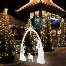 5.5FT Christmas Outdoor Nativity Scene, Lighted Outdoor Nativity Scene Christmas Decoration, Christmas Holy Family Yard Decoration, Christmas Outdoor