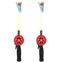 2Pcs Kids Fishing Pole Portable Small Size Plastic Ice Fishing Rod And Reel Combo Crab Fishing Rod With Shrimp Clamp