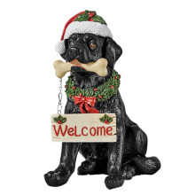 Christmas Tree Ornament, Premium Resin Black Labrador Figurine with Festive Dog Treats and Red Winter Scarf, Durable Material Holiday Decorations for