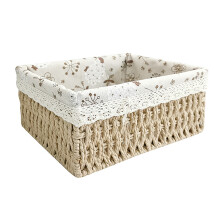 Storage Baskets Set of 3, Natural Wicker Woven Storage Basket Decorative Baskets with Removable Liner, Eco-Friendly Material Sturdy Waterproof Organiz