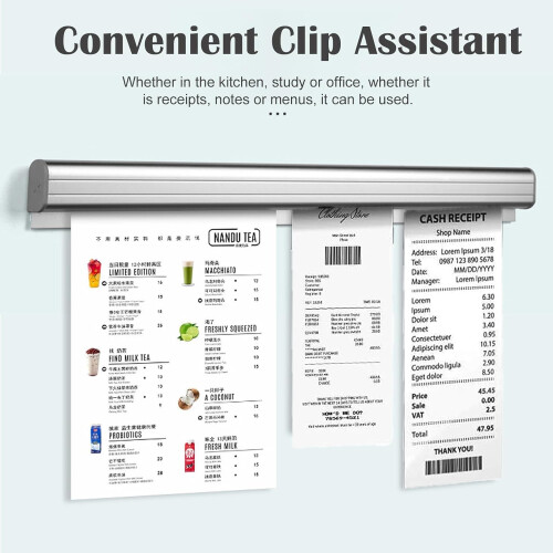 2 Pack Restaurant Refrigerator Ticket Holder No Drilling Silver 60cm 2pcs 1