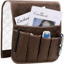 Armchair Caddy For Sofa Couch Chair Armrest, Non-Slip Design Space Saver Organizer With Pockets Remote Control Holder, Grey, A4 Size Book Compatible