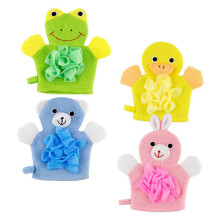 4 Pcs Bath Shower Gloves Soft Exfoliating Mitts with Cute Animal Designs for Kids Bath Cleaning