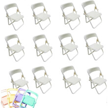 (Black) 10PCS Mini Folding Chairs Toy, Foldable Chair Mini Plastic Chair, Small Foldable Chair Toy