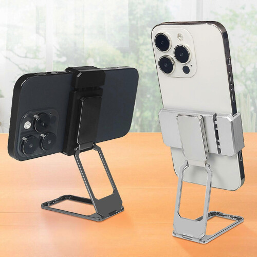 (Silver) New Upgraded Back Clip Type 360 Folding Bracket, Back Clip Foldable Phone Holder 2