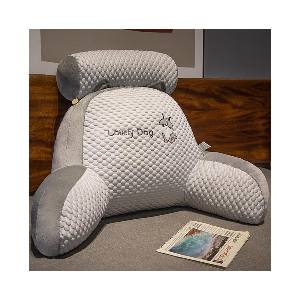 Reading Pillow with Armrests Ergonomic Back Support Breathable Ice Silk Cover 70x50cm