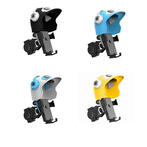 (Black) Bicycles Phone Holder Helmet Shape Sunshade Rainproof Handlebar