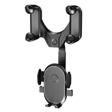 (Style2, Black) 360 Universal Car Phone Holder Rotatable And Retractable Rearview Mirror Mount