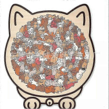 (B) 135-Piece Cat Shaped Wooden Jigsaw Puzzle, Cat Shaped Wooden Puzzle, Unique Animal Shape WoodPuzzle, CreativePuzzle Gifts for Cats Lover