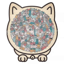 (C) 135-Piece Cat Shaped Wooden Jigsaw Puzzle, Cat Shaped Wooden Puzzle, Unique Animal Shape WoodPuzzle, CreativePuzzle Gifts for Cats Lover