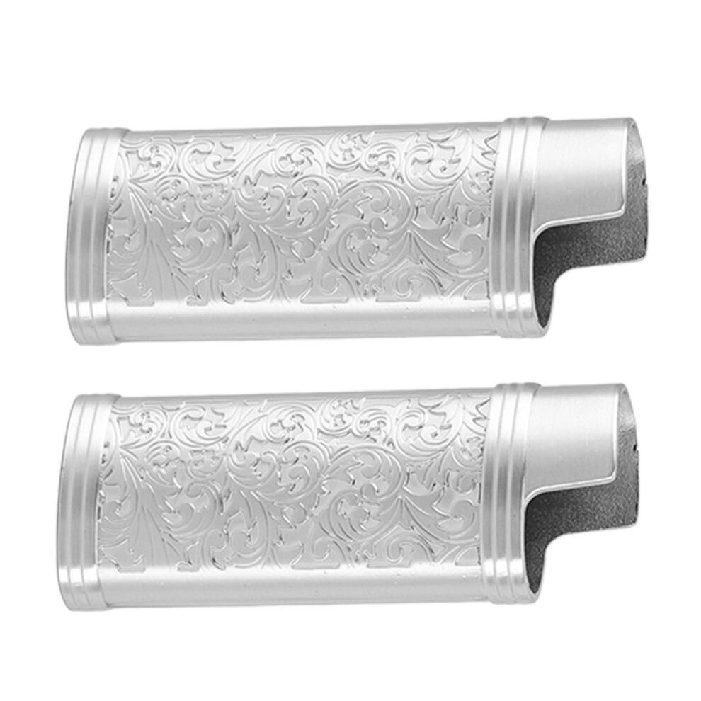 Silver 2Pcs Zinc Alloy Retro Pattern Lighter Cover, Reusable, Portable