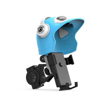 (Blue) Bicycles Phone Holder Helmet Shape Sunshade Rainproof Handlebar