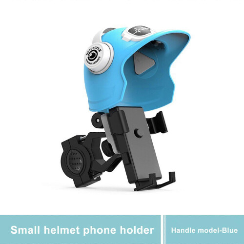 (Blue) Bicycles Phone Holder Helmet Shape Sunshade Rainproof Handlebar 1