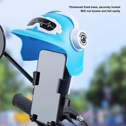 (Black) Bicycles Phone Holder Helmet Shape Sunshade Rainproof Handlebar 2