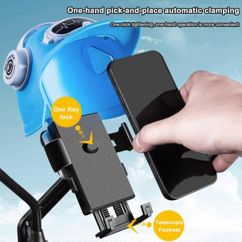 (White) Bicycles Phone Holder Helmet Shape Sunshade Rainproof Handlebar 1