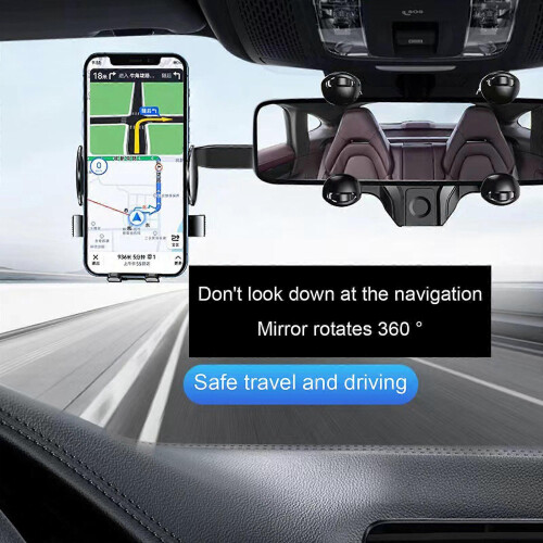 (Style1) 360 Car Phone Holder Rotatable And Retractable Rearview Mirror Mount Universal 2