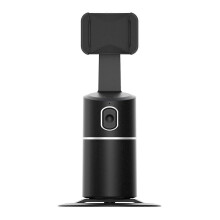 (Black) 360 Phone Holder Smart AI Face Auto Tracking Selfie Stick Stand Shoot Mount