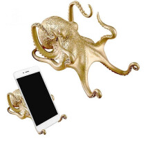 (Gold) Octopus-Holder Golden Animal Shape Cell Phone Holder Desk Phone Stand Art Work