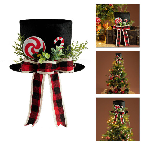 Black Star Christmas Tree Toppers With Decorative Bowknot Caps 1