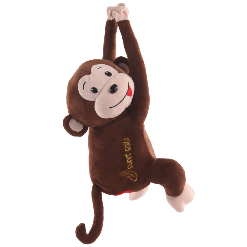 Tissue Organizer For Car And Home, Plush Animal Storage Box With Adorable Decor, Hanging Cartoon Monkey Tissue Dispenser With Soft Plush Fabric, Easy 9468298594013
