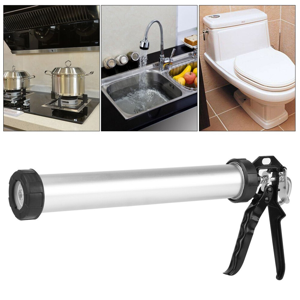 Manual Aluminium Tube Cartridge Gun Tool 600 Ml Cartridge Silicone Syringe Raw Off Press With 10 Jets 9365049065894