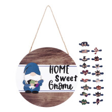 Austauschbares Gnome-Türschild, saisonale Willkommensdekoration, rustikaler Türhänger aus Holz, Landhaus-Veranda-Außendekoration, mit Schleife im