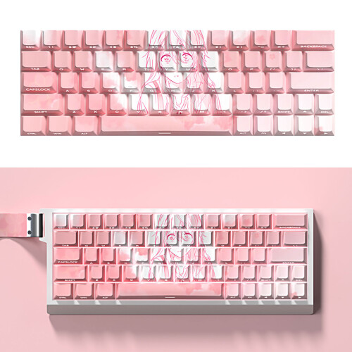 Side Printed 64 Key Original Height Keycaps in PBT for-7 2