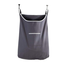 Cesto de roupa suja compacto para pendurar na porta, solução ideal para espaços pequenos, com ganchos ajustáveis em aço inoxidável.