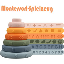Brinquedo de empilhar círculos macios para educação sensorial Montessori, desenvolvimento da coordenação motora fina durante a dentição,
