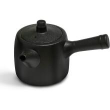 Théière en céramique émaillée avec filtre en acier inoxydable, 300 ml, noire, sans plomb ni substances toxiques, idéale pour les hôtels.