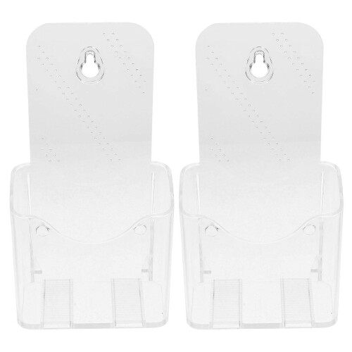 2pcs Wall Mounted File Document Holder Desktop Booklet Display Container A6 Wall Hanging File Holder Document Holder Transparent File Booklet Holder A