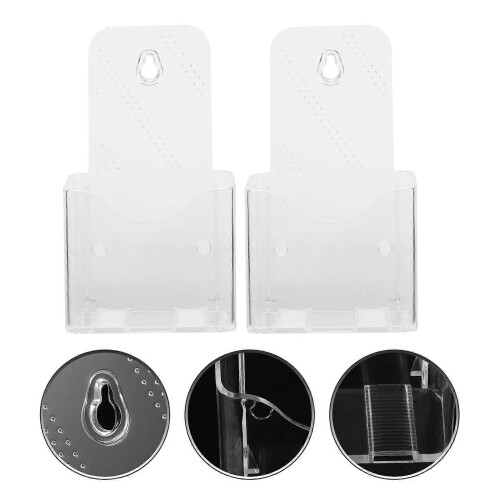 2pcs Wall Mounted File Document Holder Desktop Booklet Display Container A6 Wall Hanging File Holder Document Holder Transparent File Booklet Holder A 1