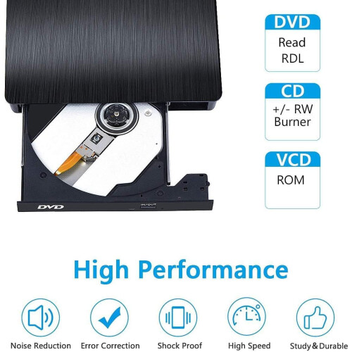 External CD DVD Drive USB 3.0 TypeC, CD DVD Burner Portable for Laptop Desktop Windows Mac 2