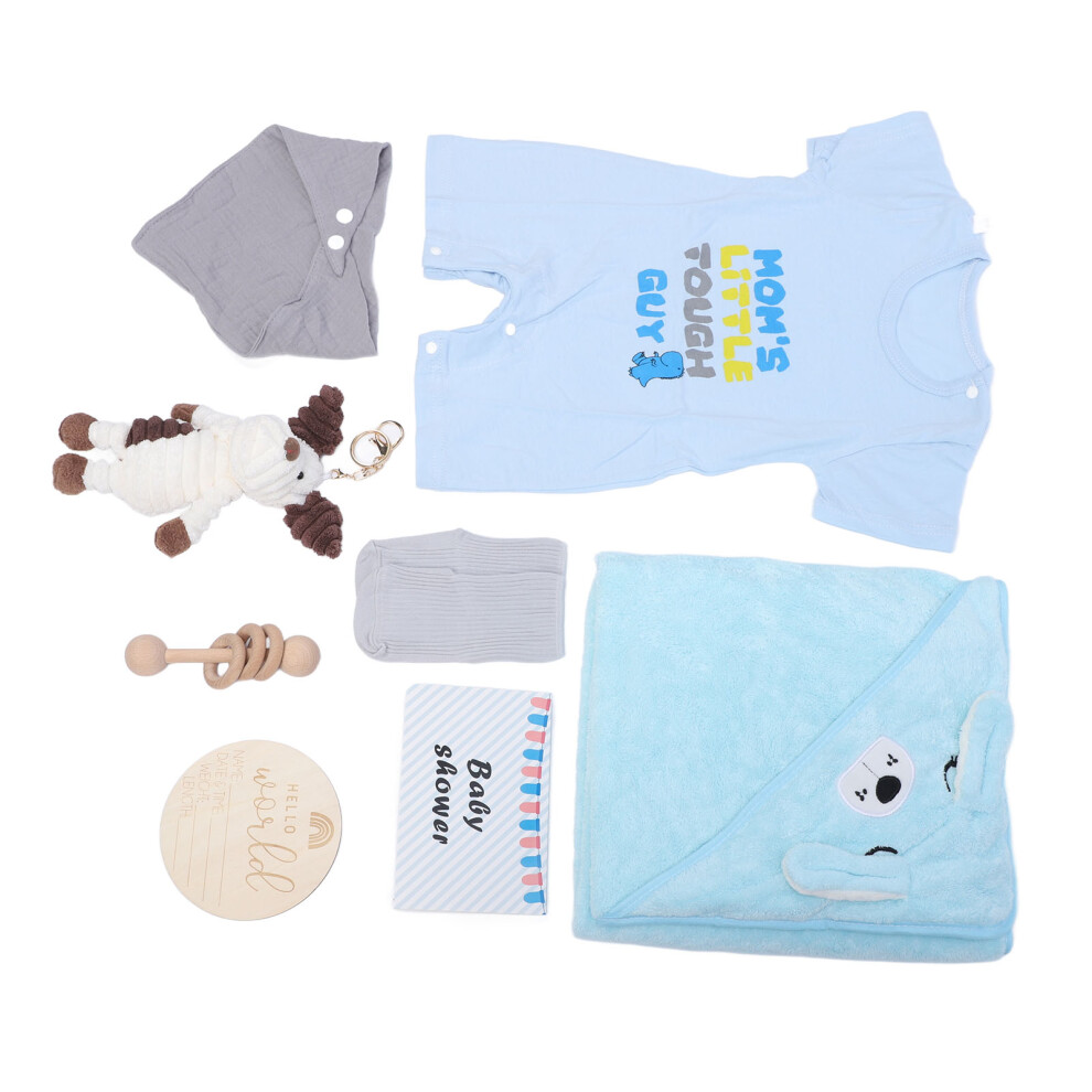 Baby Shower Gift Basket With Clothes, Rattle, Socks, Bibs - Blue