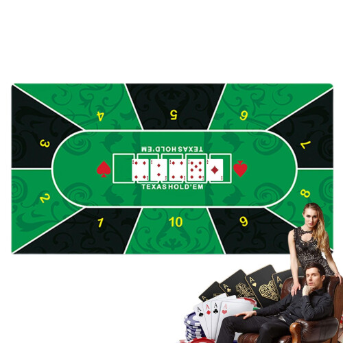 Texas Hold'em Mat, Poker Table Mat, Thick Rubber Tablecloth, NonSlip Game Layout Mat