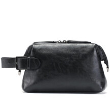 Mens Clutch Leather Wristlet Business Casual Clutch Bag 26x8x18cm Black