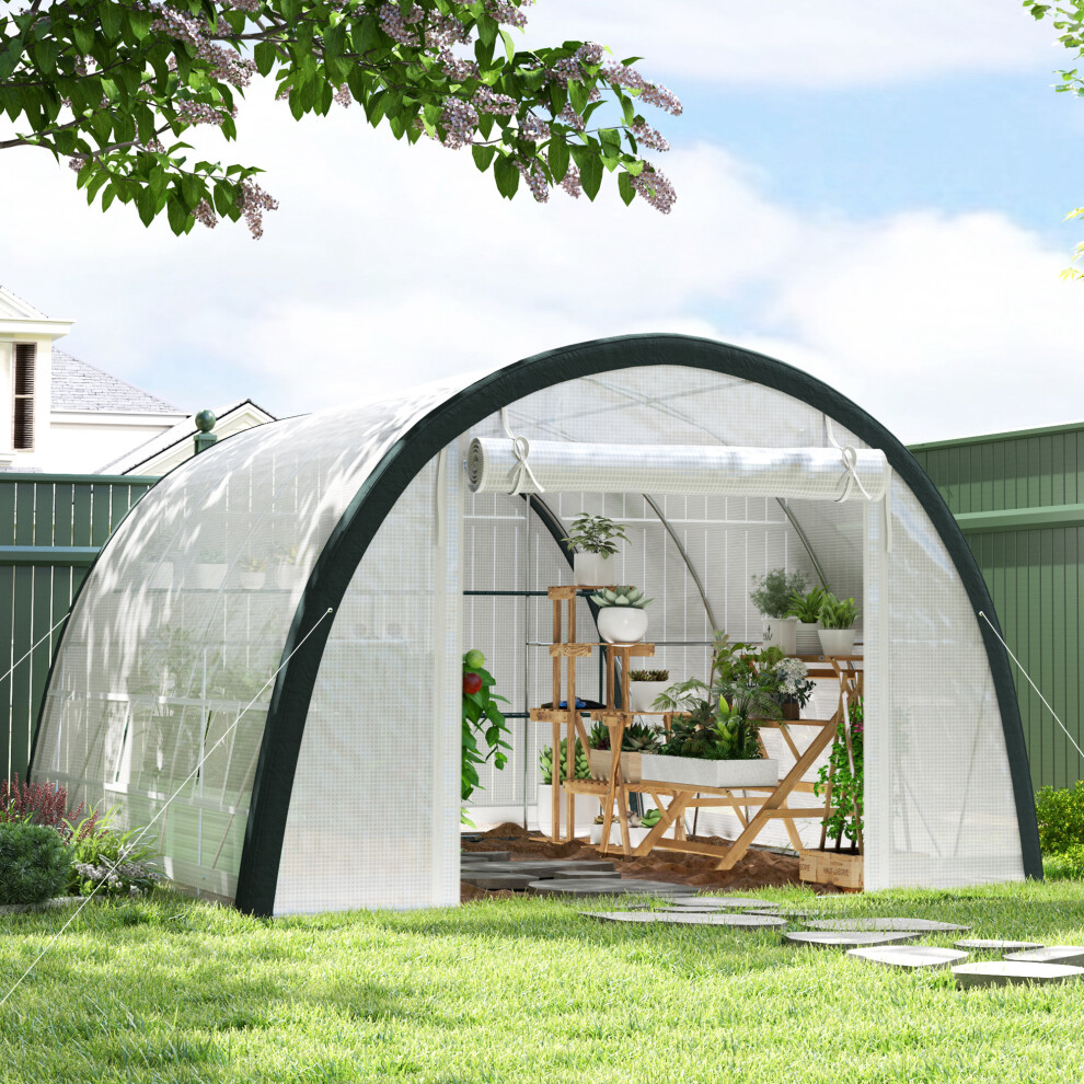 Outsunny Walk-In Tunnel Greenhouse, Upgraded Structure, Mesh Door & Windows