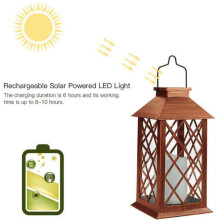 Elegante solarlantaarn met warmwitte LED-kaarsen die flikkeren, geschikt voor buiten, in de tuin, op tafel en op feestjes (afmetingen: L14cm x