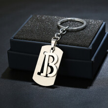 Ensemble de porte-clés simples avec initiales de A à Z, pendentif en métal au design unique et tendance en acier inoxydable, porte-clés à
